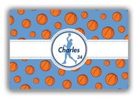 Thumbnail for Personalized Basketball Canvas Wrap & Photo Print XIV - Blue Background - Silhouette X - Front View