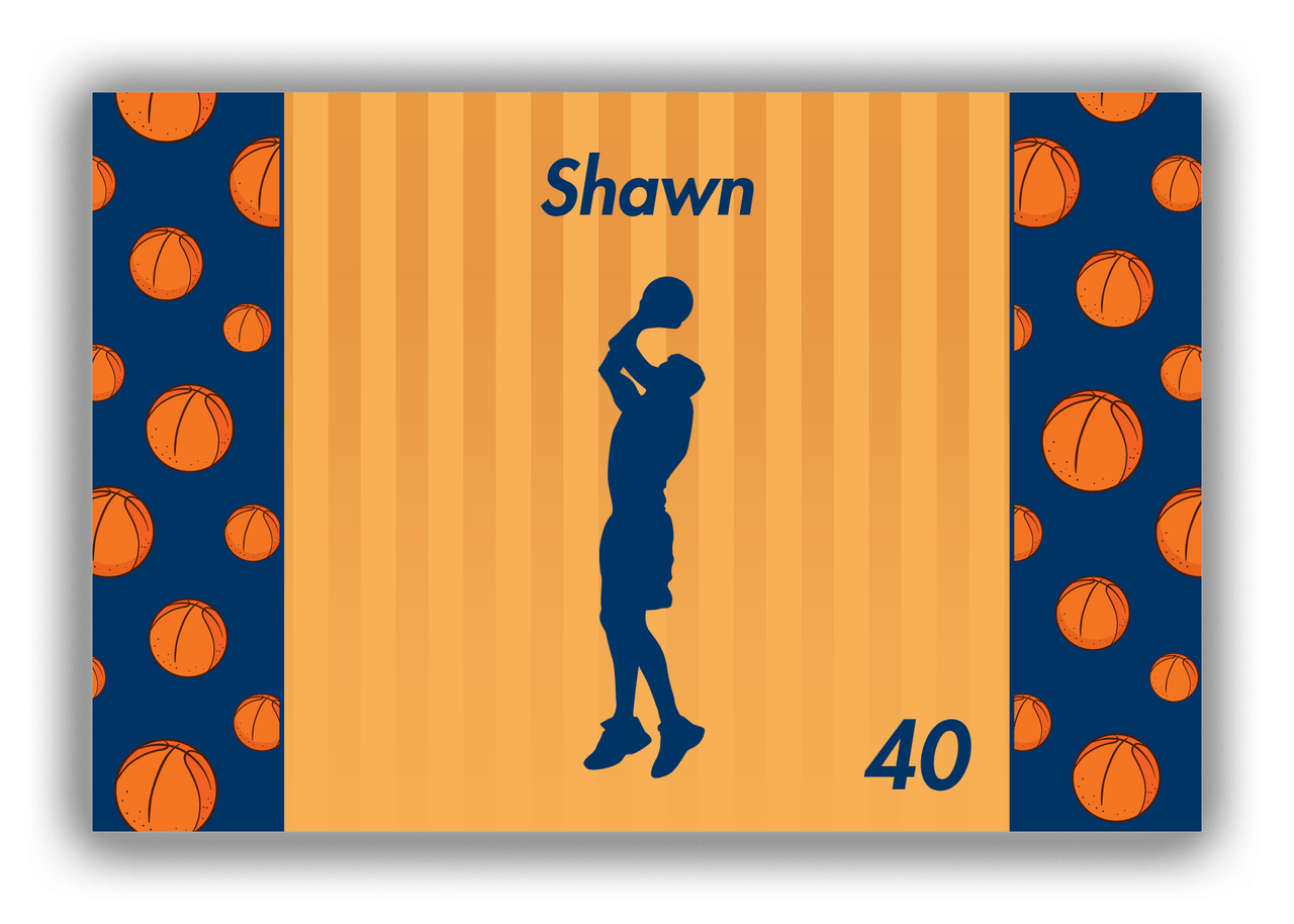 Personalized Basketball Canvas Wrap & Photo Print XVI - Orange Background - Silhouette I - Front View