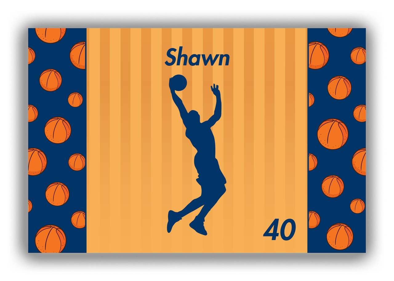 Personalized Basketball Canvas Wrap & Photo Print XVI - Orange Background - Silhouette II - Front View