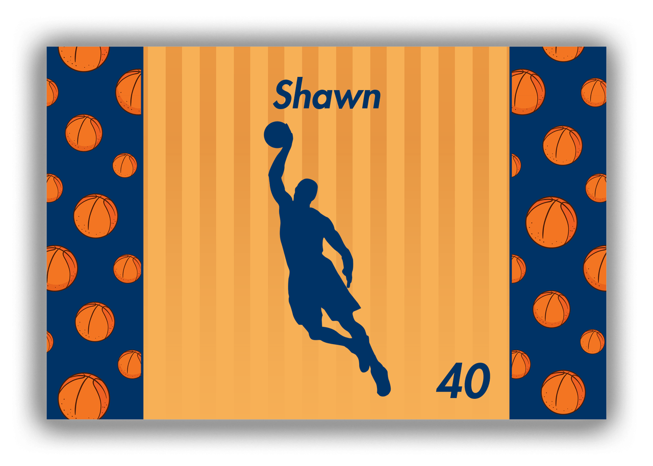 Personalized Basketball Canvas Wrap & Photo Print XVI - Orange Background - Silhouette III - Front View