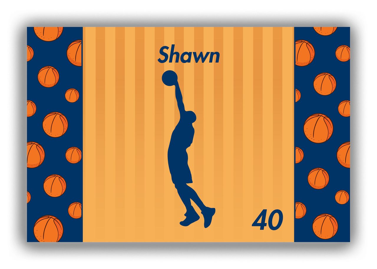Personalized Basketball Canvas Wrap & Photo Print XVI - Orange Background - Silhouette IV - Front View