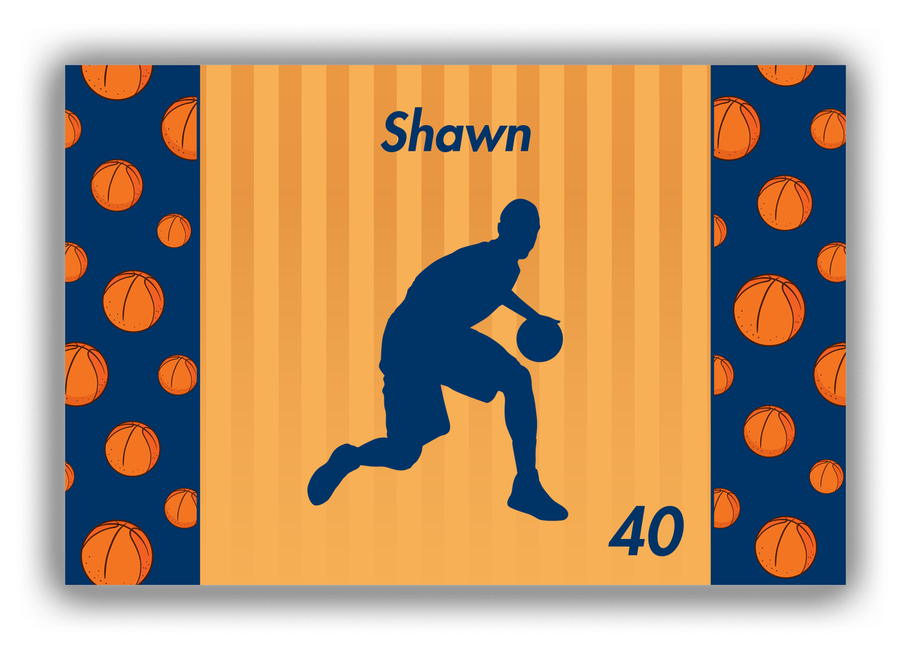 Personalized Basketball Canvas Wrap & Photo Print XVI - Orange Background - Silhouette V - Front View