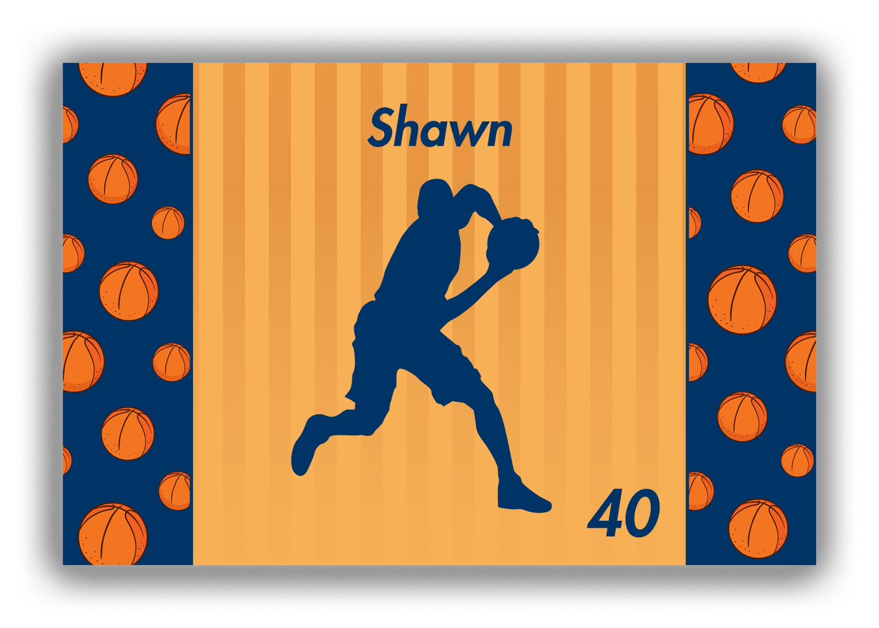 Personalized Basketball Canvas Wrap & Photo Print XVI - Orange Background - Silhouette VI - Front View