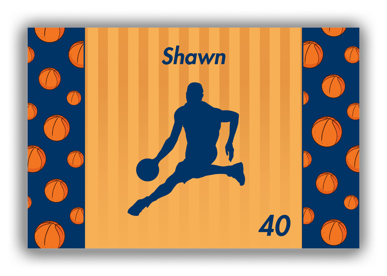 Personalized Basketball Canvas Wrap & Photo Print XVI - Orange Background - Silhouette VII - Front View