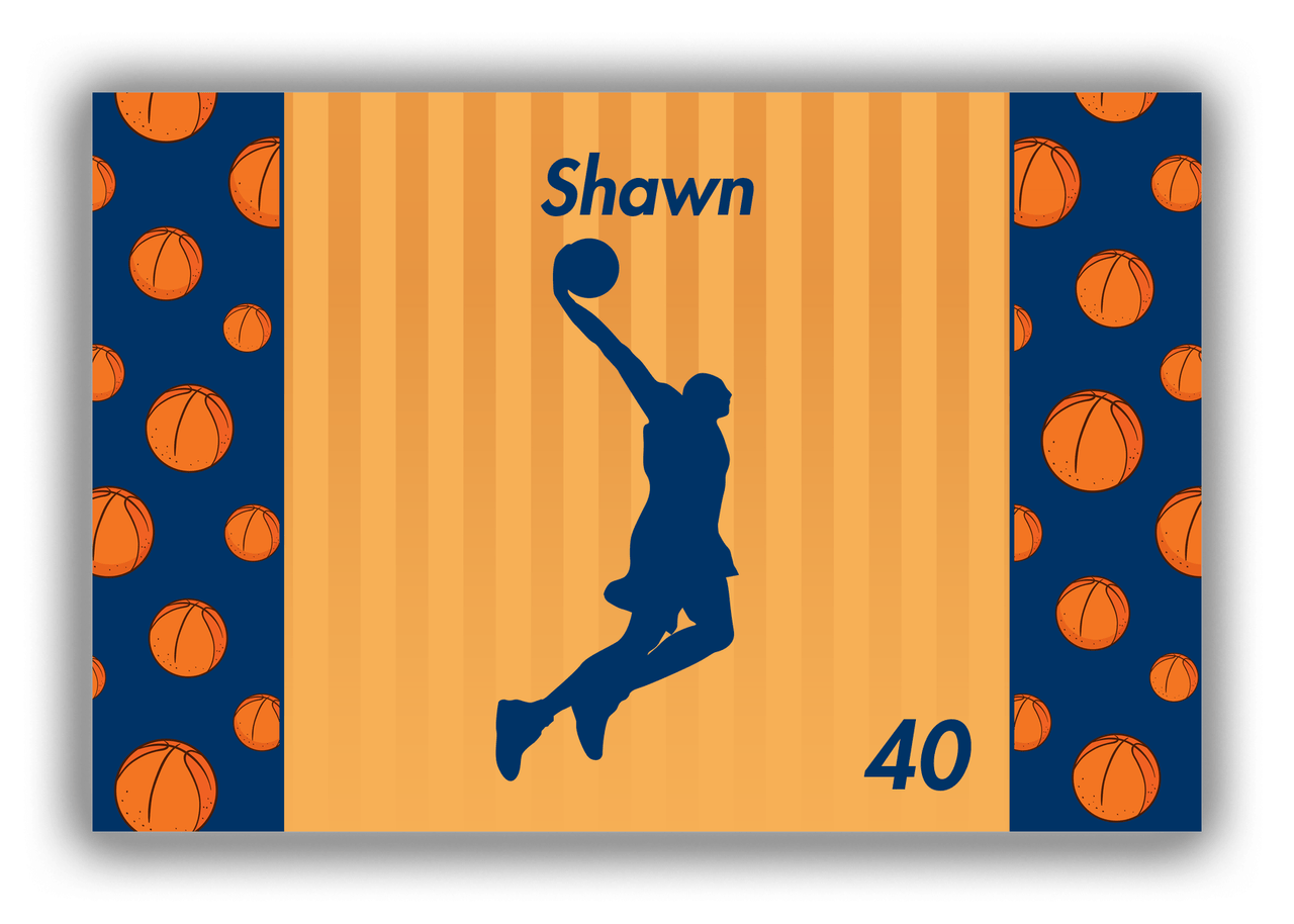 Personalized Basketball Canvas Wrap & Photo Print XVI - Orange Background - Silhouette VIII - Front View