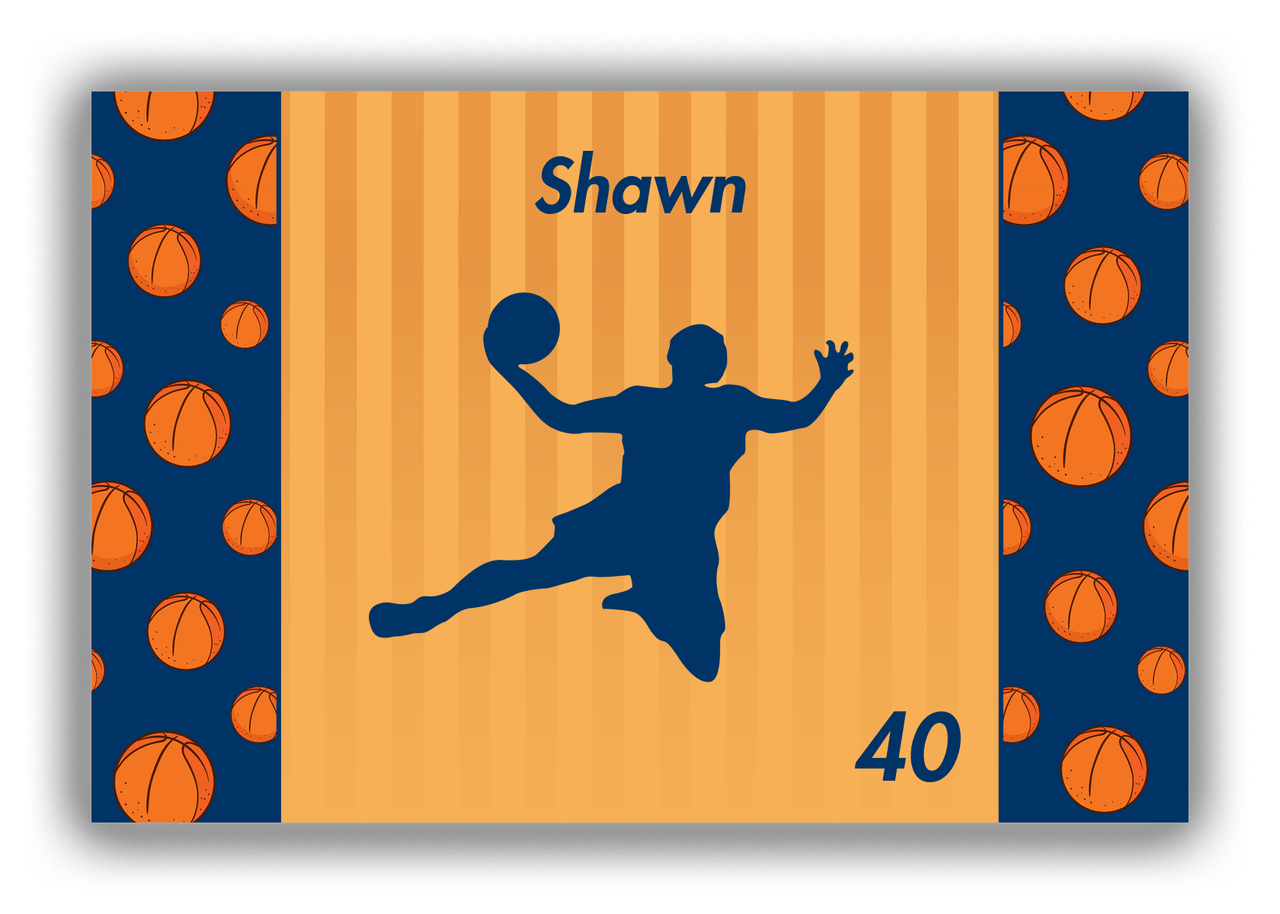 Personalized Basketball Canvas Wrap & Photo Print XVI - Orange Background - Silhouette IX - Front View