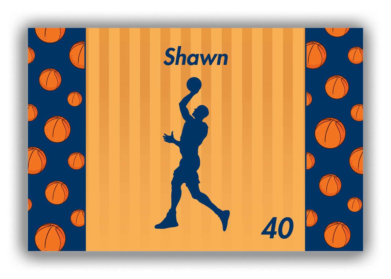 Personalized Basketball Canvas Wrap & Photo Print XVI - Orange Background - Silhouette X - Front View