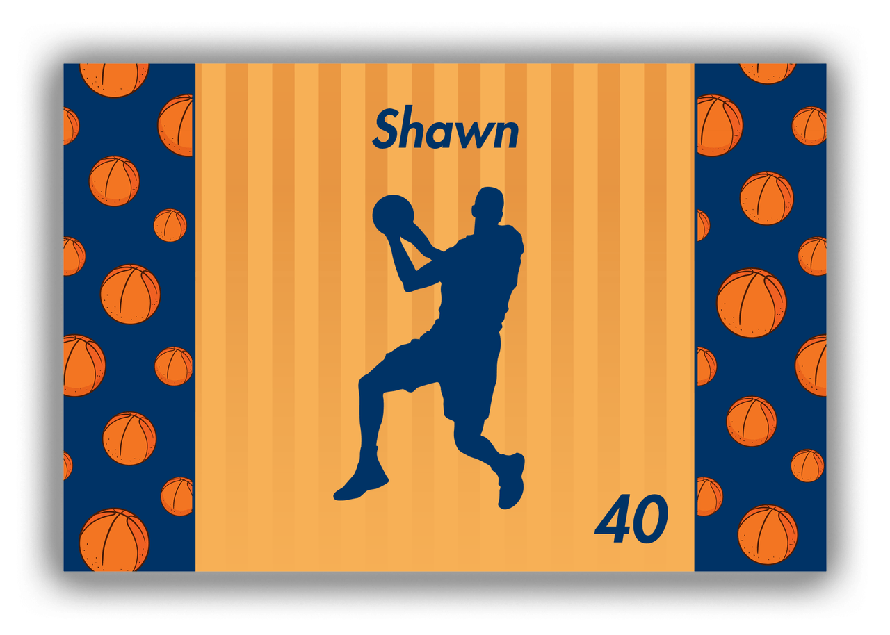 Personalized Basketball Canvas Wrap & Photo Print XVI - Orange Background - Silhouette XI - Front View