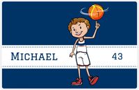 Thumbnail for Personalized Basketball Placemat I - Finger Spin - Brown Hair Boy -  View