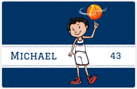 Thumbnail for Personalized Basketball Placemat I - Finger Spin - Black Hair Boy I -  View