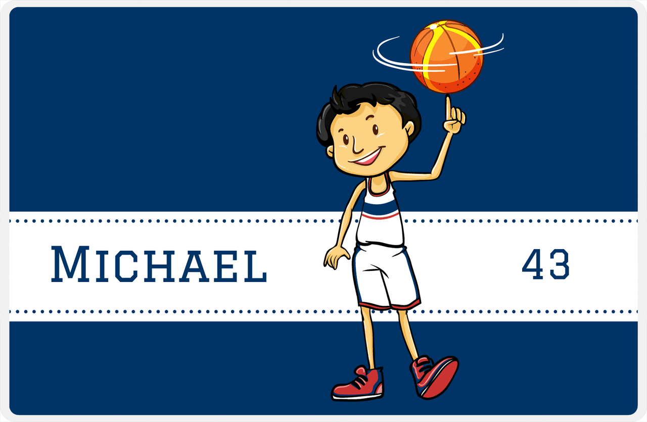 Personalized Basketball Placemat I - Finger Spin - Black Hair Boy II -  View