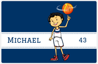 Thumbnail for Personalized Basketball Placemat I - Finger Spin - Black Hair Boy II -  View
