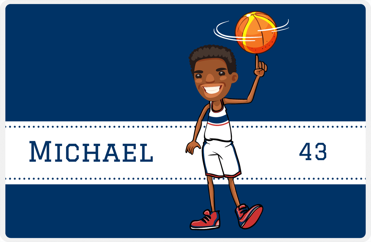 Personalized Basketball Placemat I - Finger Spin - Black Boy I -  View