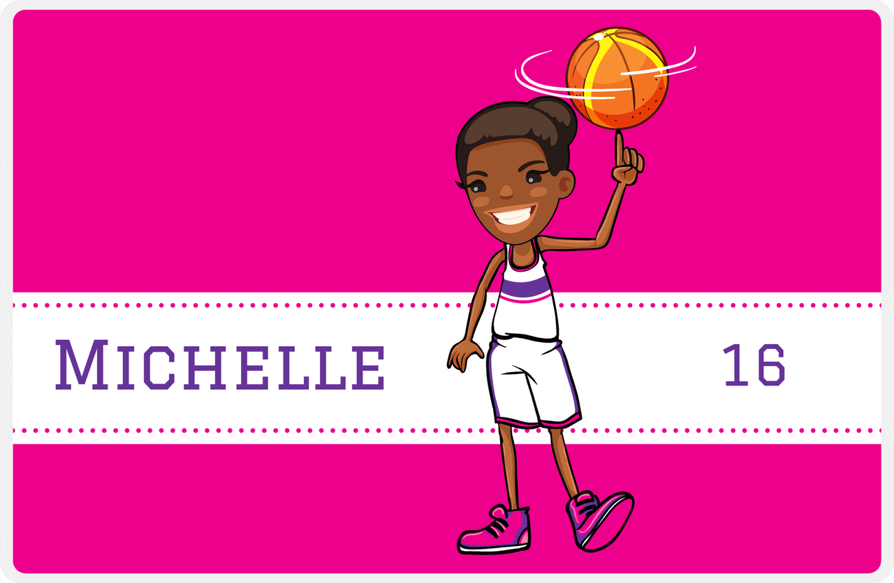 Personalized Basketball Placemat II - Finger Spin - Black Girl I -  View