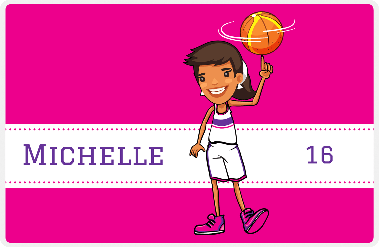 Personalized Basketball Placemat II - Finger Spin - Black Girl II -  View