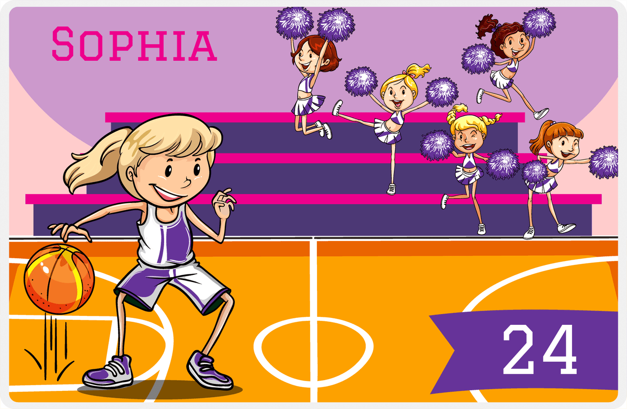Personalized Basketball Placemat IV - Courtside - Blonde Girl -  View