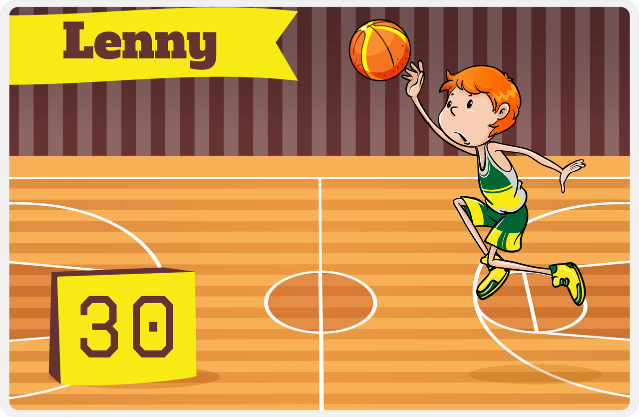 Personalized Basketball Placemat V - Full Court Shot - Redhead Boy -  View