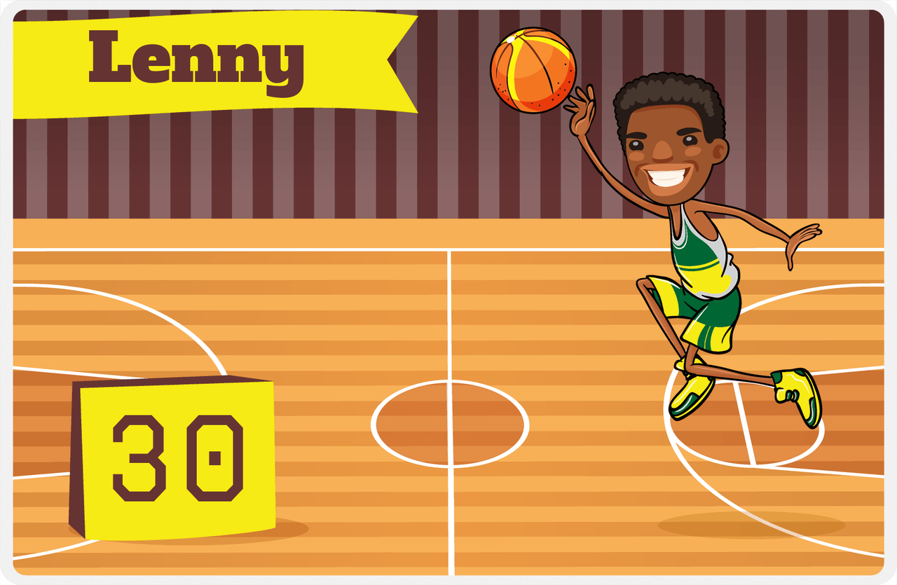 Personalized Basketball Placemat V - Full Court Shot - Black Boy I -  View