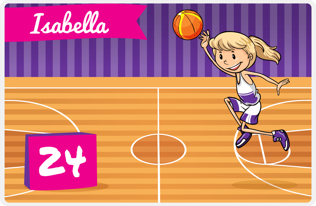 Personalized Basketball Placemat VI - Full Court Shot - Blonde Girl -  View