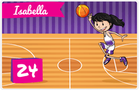 Thumbnail for Personalized Basketball Placemat VI - Full Court Shot - Black Hair Girl I -  View