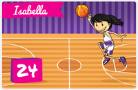 Thumbnail for Personalized Basketball Placemat VI - Full Court Shot - Black Hair Girl II -  View