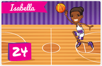 Thumbnail for Personalized Basketball Placemat VI - Full Court Shot - Black Girl I -  View