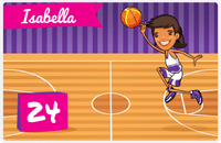 Thumbnail for Personalized Basketball Placemat VI - Full Court Shot - Black Girl II -  View