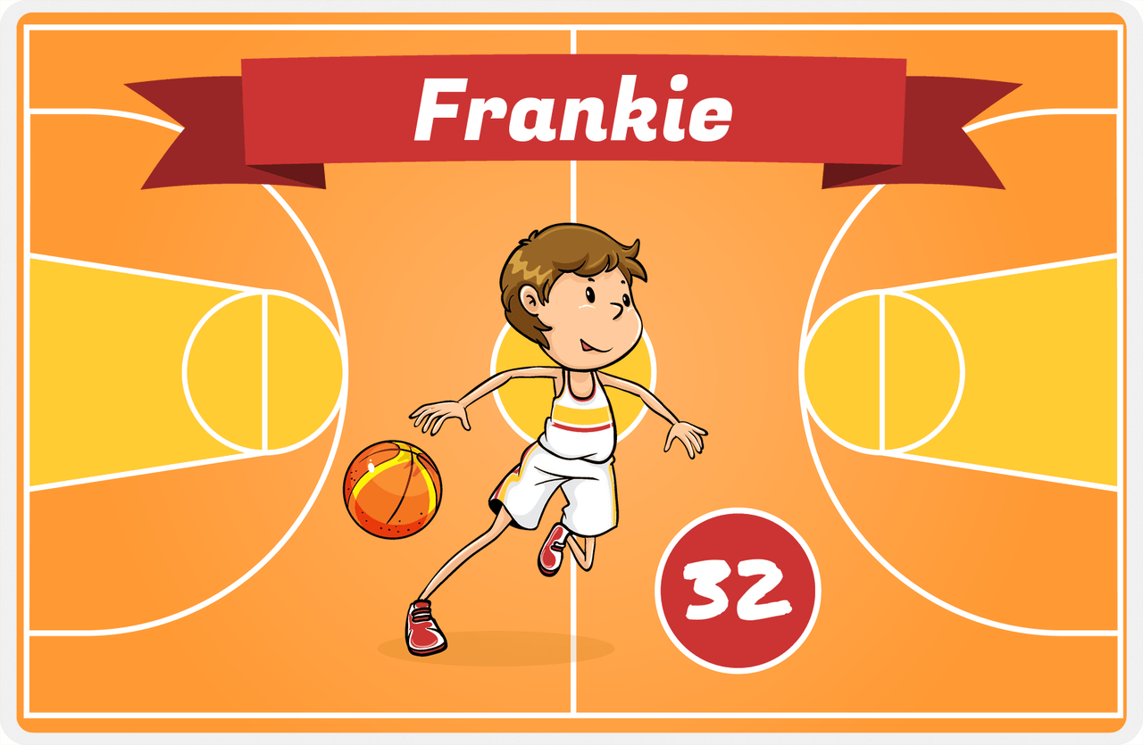 Personalized Basketball Placemat VII - Fast Break - Brown Hair Boy -  View