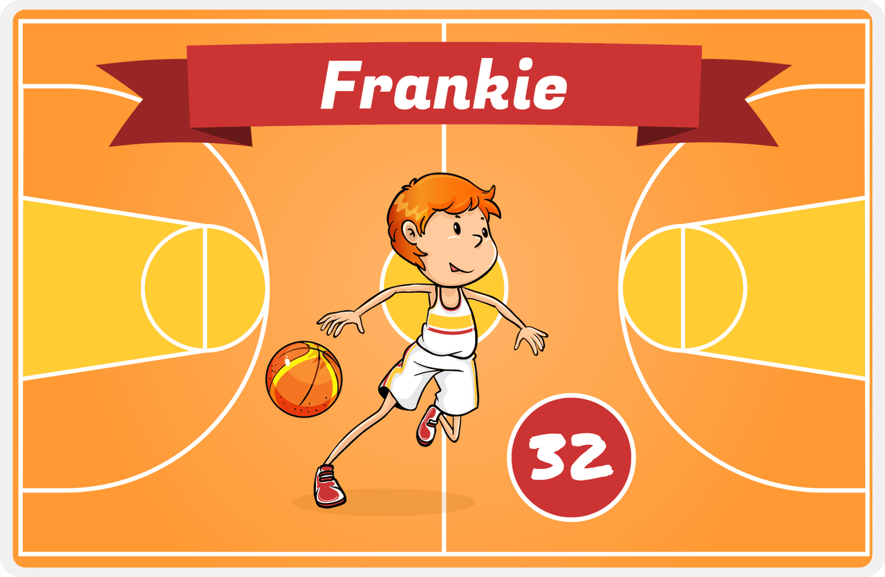 Personalized Basketball Placemat VII - Fast Break - Redhead Boy -  View