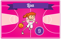 Thumbnail for Personalized Basketball Placemat VIII - Fast Break - Redhead Girl -  View