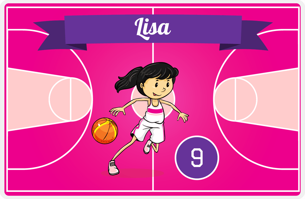 Personalized Basketball Placemat VIII - Fast Break - Black Hair Girl II -  View