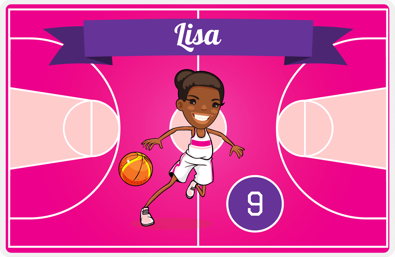 Personalized Basketball Placemat VIII - Fast Break - Black Girl I -  View