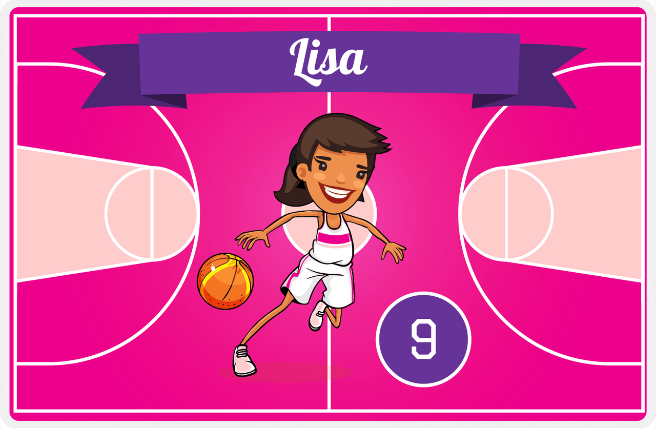 Personalized Basketball Placemat VIII - Fast Break - Black Girl II -  View