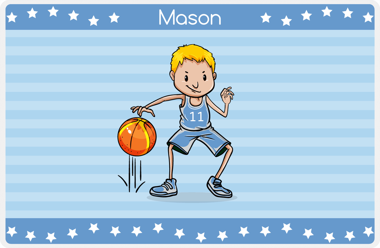 Personalized Basketball Placemat IX - Star Dribbler - Blond Boy -  View