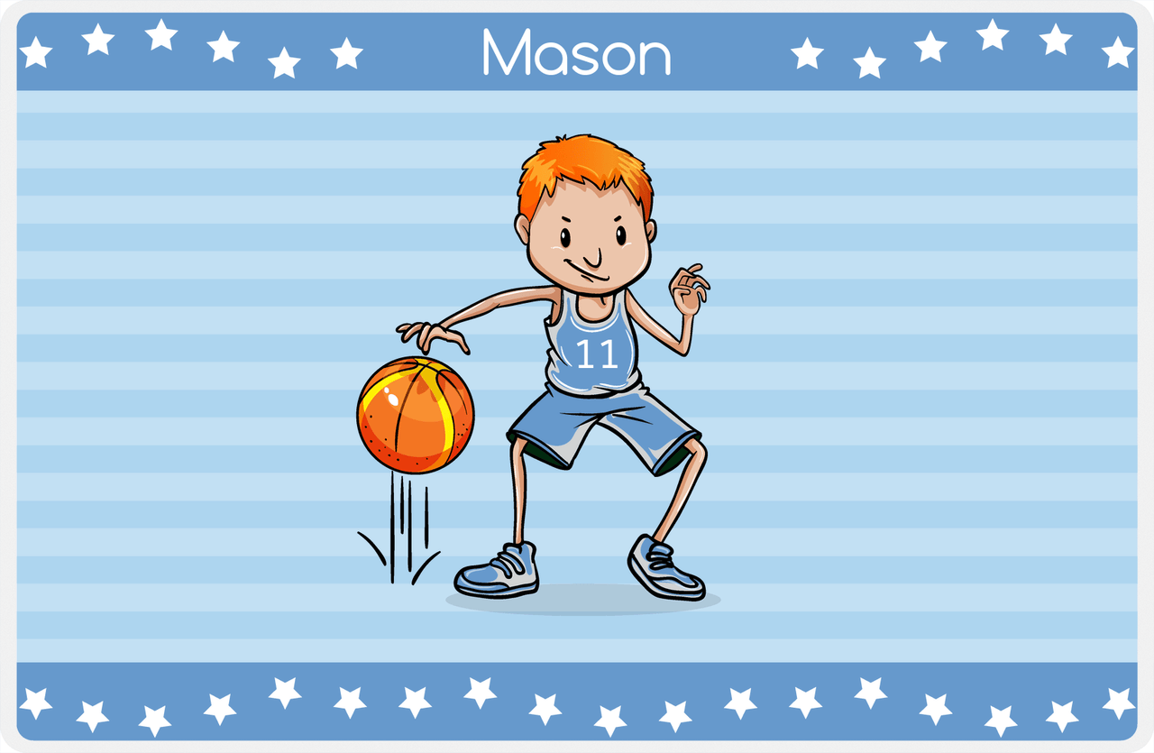 Personalized Basketball Placemat IX - Star Dribbler - Redhead Boy -  View