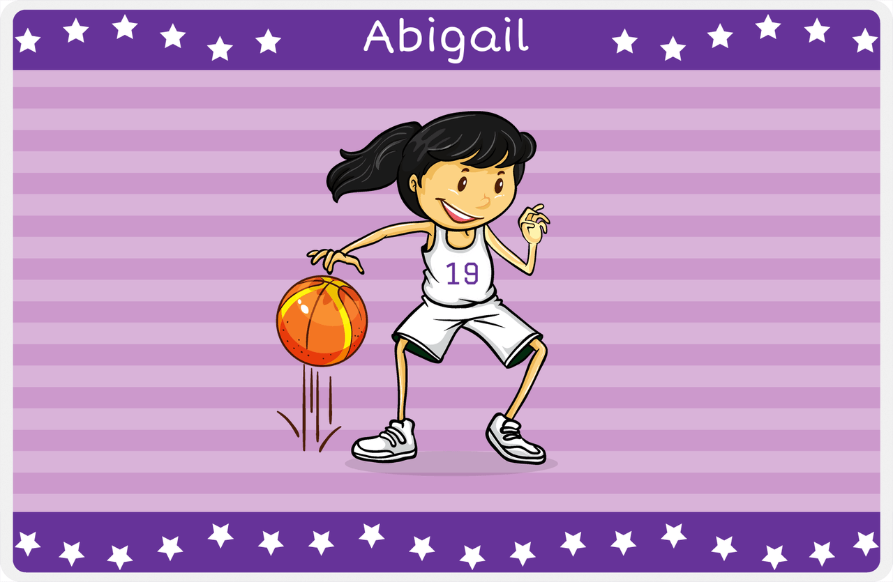 Personalized Basketball Placemat X - Star Dribbler - Black Hair Girl II -  View