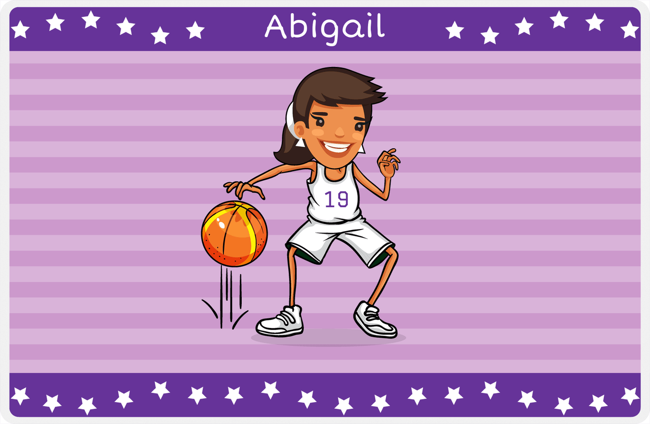 Personalized Basketball Placemat X - Star Dribbler - Black Girl II -  View