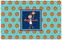 Thumbnail for Personalized Basketball Placemat XI - Basketball Background - Brown Hair Boy -  View