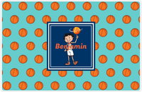 Thumbnail for Personalized Basketball Placemat XI - Basketball Background - Black Hair Boy I -  View