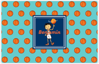 Thumbnail for Personalized Basketball Placemat XI - Basketball Background - Black Hair Boy II -  View