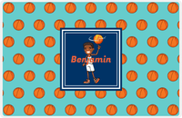 Thumbnail for Personalized Basketball Placemat XI - Basketball Background - Black Boy I -  View