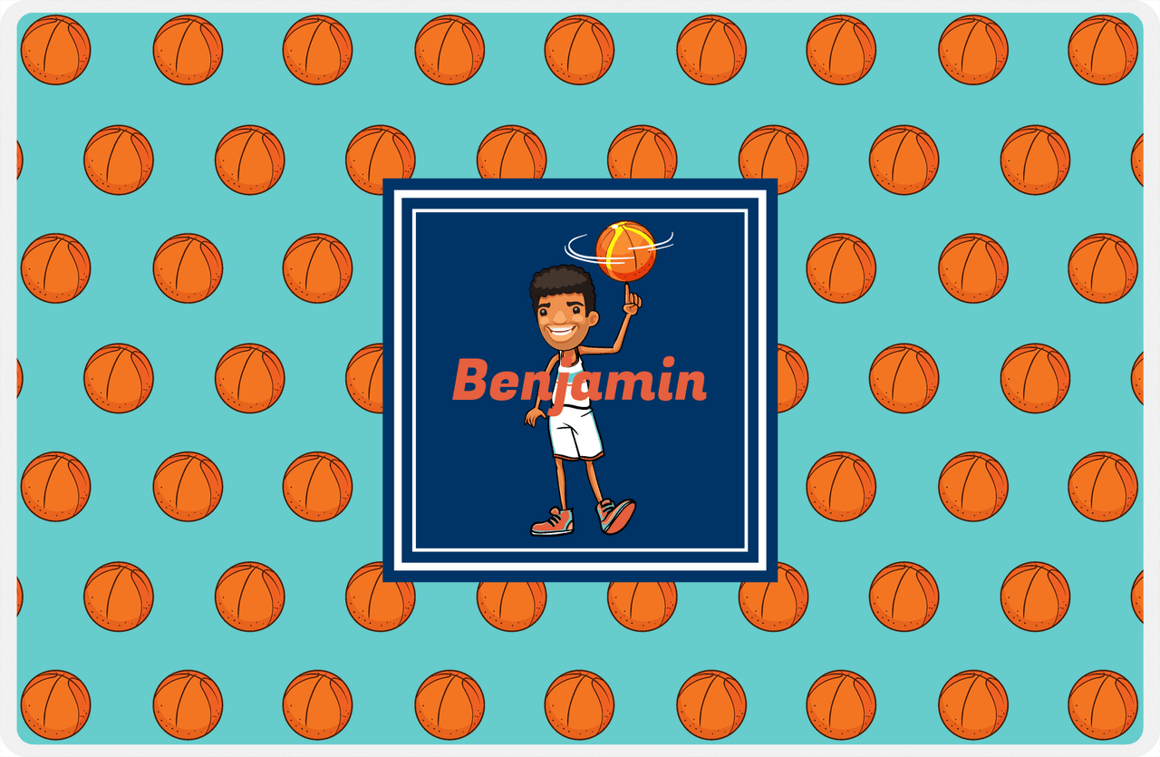 Personalized Basketball Placemat XI - Basketball Background - Black Boy II -  View