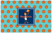 Thumbnail for Personalized Basketball Placemat XI - Basketball Background - Black Boy II -  View