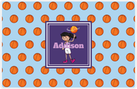 Thumbnail for Personalized Basketball Placemat XII - Basketball Background - Black Hair Girl I -  View