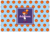 Thumbnail for Personalized Basketball Placemat XII - Basketball Background - Redhead Girl -  View