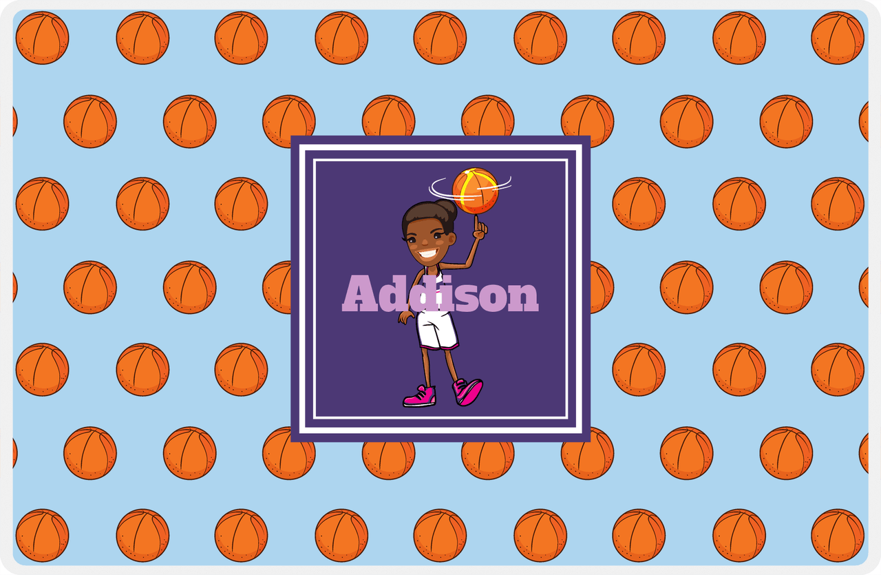 Personalized Basketball Placemat XII - Basketball Background - Black Girl I -  View