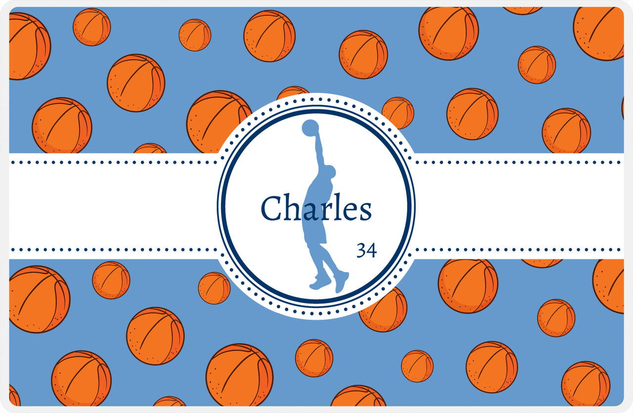 Personalized Basketball Placemat XIV - Ribbon with Silhouette IV -  View