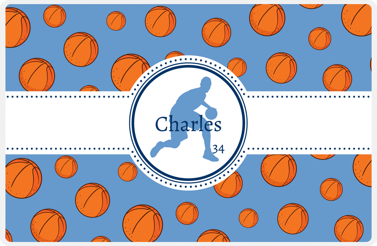 Personalized Basketball Placemat XIV - Ribbon with Silhouette V -  View