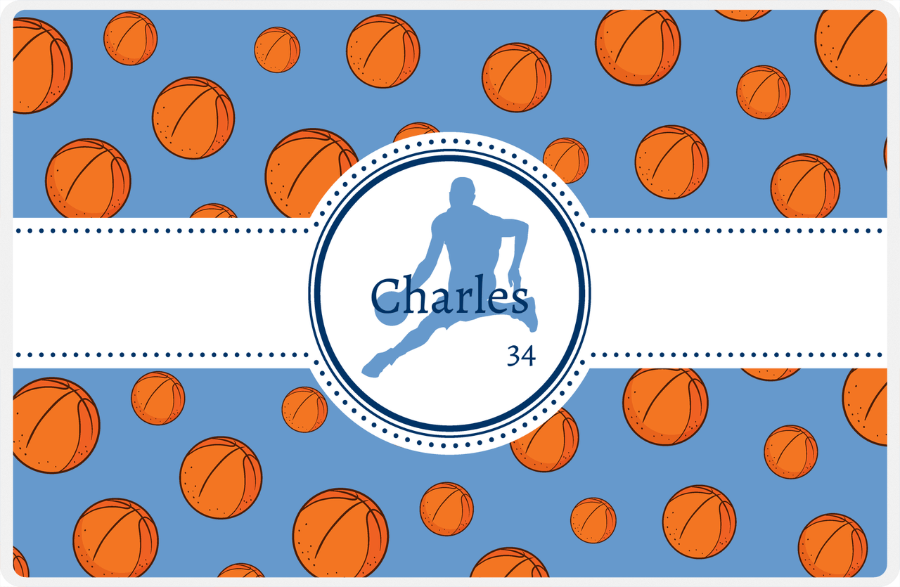 Personalized Basketball Placemat XIV - Ribbon with Silhouette VII -  View