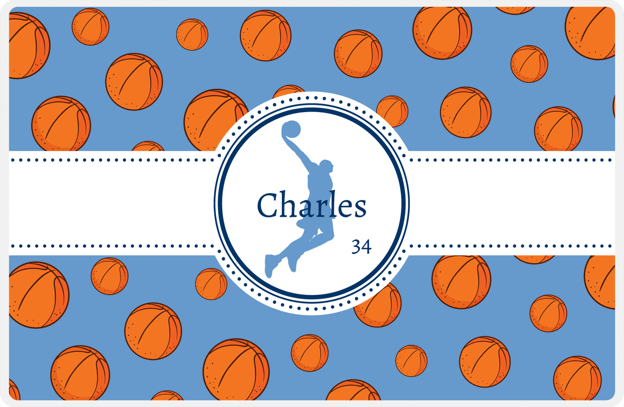 Personalized Basketball Placemat XIV - Ribbon with Silhouette VIII -  View